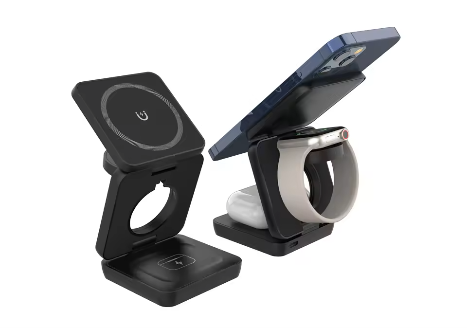 3-in-1 Magnetic Foldable Wireless Charging Stand – Fast Charger for iPhone 16/15/14/13 Pro Max & Apple Watch 8/9