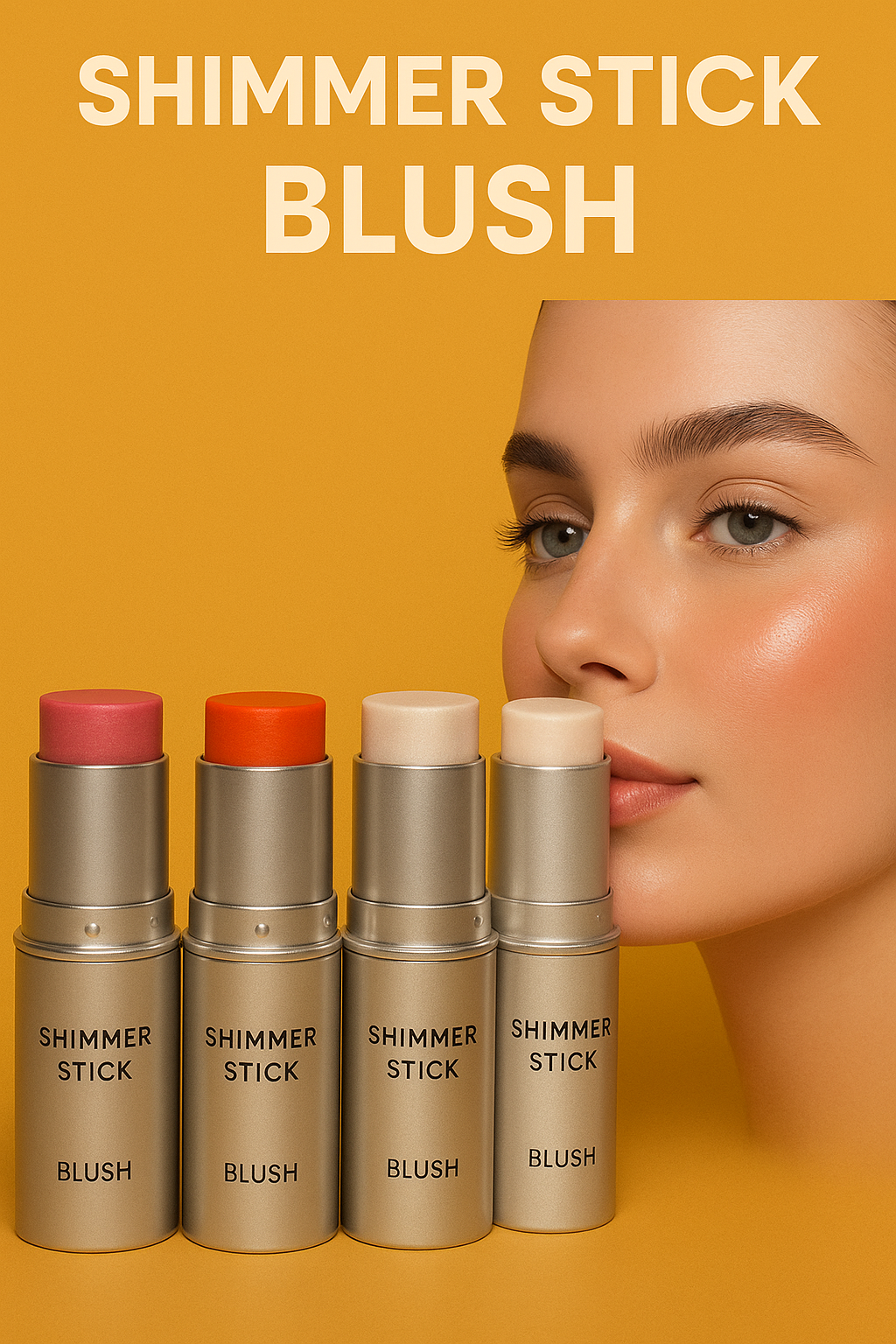 4‑Color Shimmer Water‑Light Highlighter & Blush Stick – Creamy Face, Body & Contour Illuminator