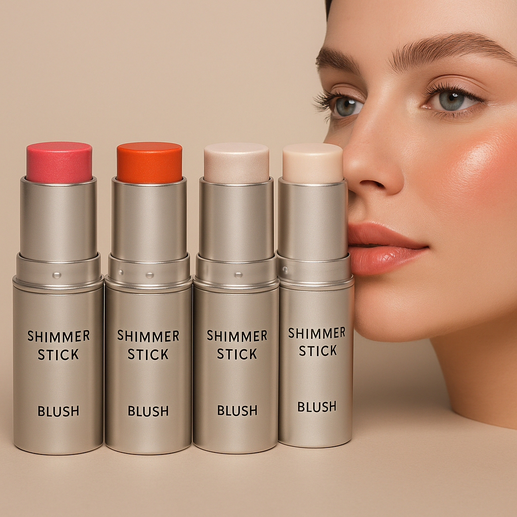 4‑Color Shimmer Water‑Light Highlighter & Blush Stick – Creamy Face, Body & Contour Illuminator
