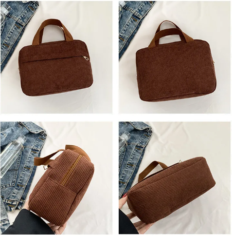 Custom Embroidered Corduroy Makeup Bag – Personalized Travel Pouch