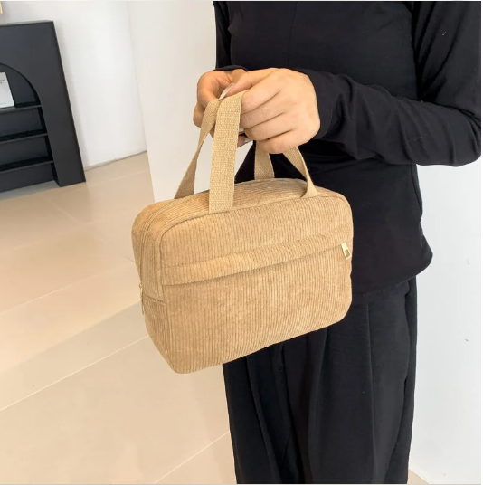 Custom Embroidered Corduroy Makeup Bag – Personalized Travel Pouch