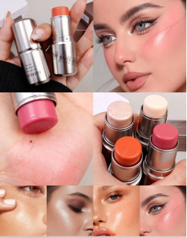 4‑Color Shimmer Water‑Light Highlighter & Blush Stick – Creamy Face, Body & Contour Illuminator