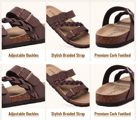 Crestar Women’s Arch Support Sandals – Slip-On Buckle Slide Fashion for Summer