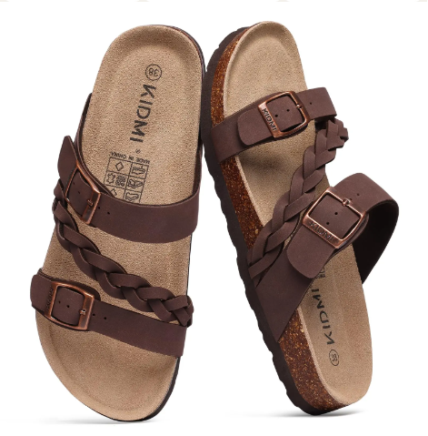 Crestar Women’s Arch Support Sandals – Slip-On Buckle Slide Fashion for Summer