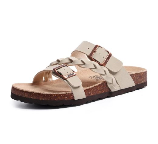 Crestar Women’s Arch Support Sandals – Slip-On Buckle Slide Fashion for Summer