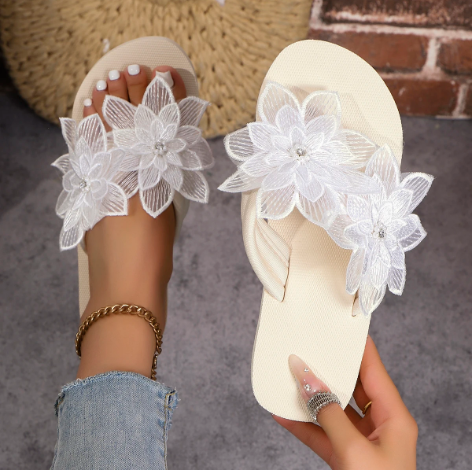 2025 Women’s Floral Wedge Flip‑Flops – Lightweight Clip-Toe Non‑Slip Beach Platform Slides