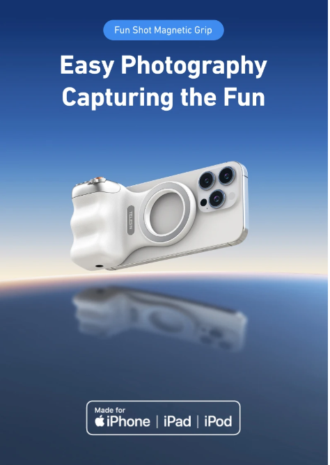 Fun Shot Magnetic Grip – Ergonomic Phone Camera Grip with Detachable Remote, Expandable Functionality for iPhone & Android