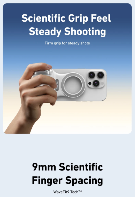 Fun Shot Magnetic Grip – Ergonomic Phone Camera Grip with Detachable Remote, Expandable Functionality for iPhone & Android