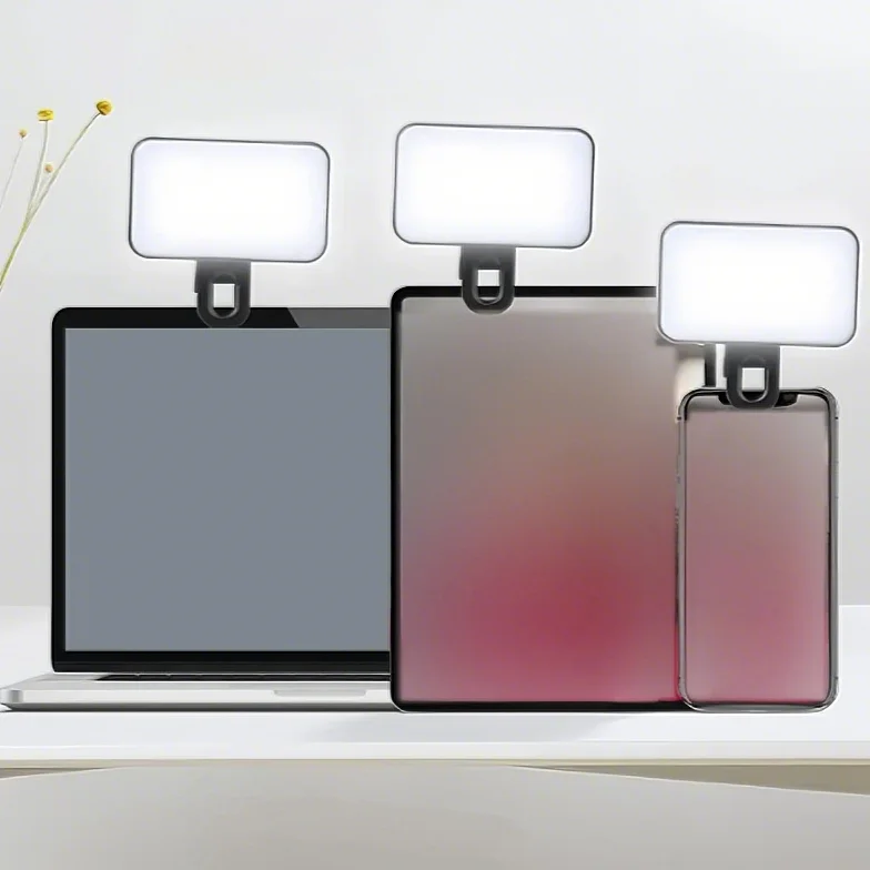 Pocket Clip-On LED Selfie Light – Rechargeable, 3 Light Modes, 10 Brightness Levels for iPhone, iPad, Mobile, Laptop