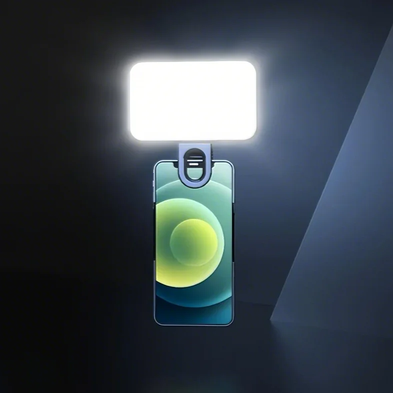Pocket Clip-On LED Selfie Light – Rechargeable, 3 Light Modes, 10 Brightness Levels for iPhone, iPad, Mobile, Laptop
