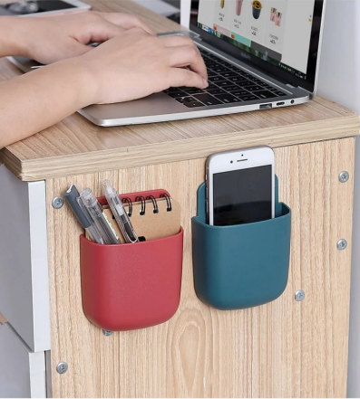 Wall-Mount Media Organizer – Mobile, Plug & Remote Control Holder