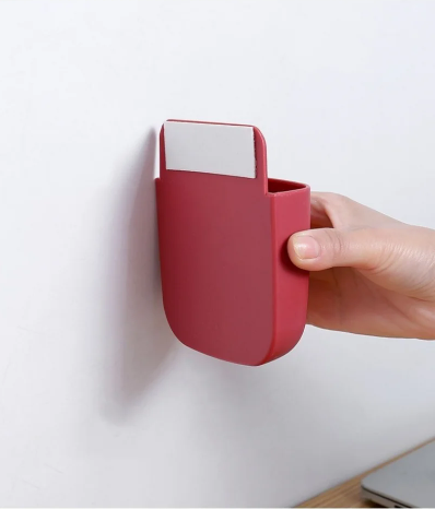 Wall-Mount Media Organizer – Mobile, Plug & Remote Control Holder