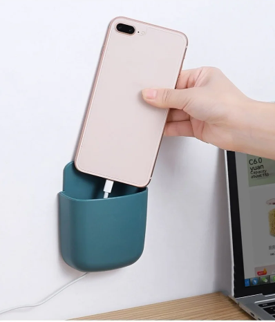 Wall-Mount Media Organizer – Mobile, Plug & Remote Control Holder