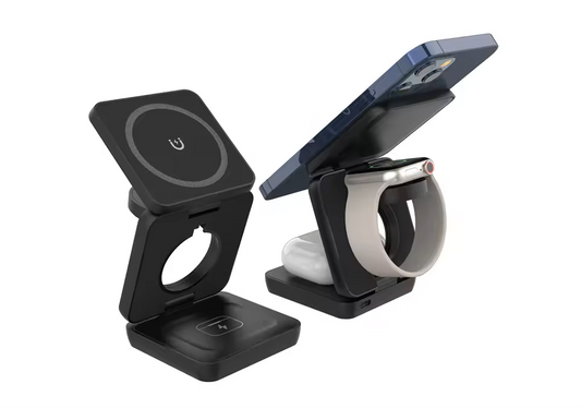 3-in-1 Magnetic Foldable Wireless Charging Stand – Fast Charger for iPhone 16/15/14/13 Pro Max & Apple Watch 8/9
