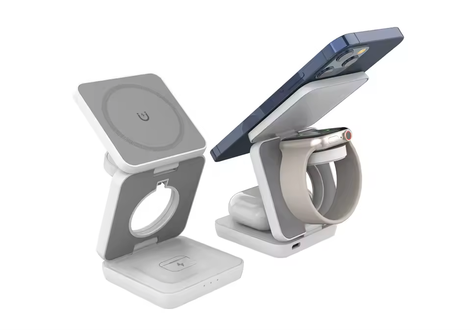 3-in-1 Magnetic Foldable Wireless Charging Stand – Fast Charger for iPhone 16/15/14/13 Pro Max & Apple Watch 8/9