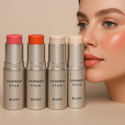 4‑Color Shimmer Water‑Light Highlighter & Blush Stick – Creamy Face, Body & Contour Illuminator