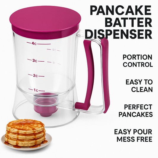 Hand-Held Pancake Cupcake Batter Dispenser – 900ml Manual Cream Dispenser for Cupcakes, Waffles, Muffins & Baking
