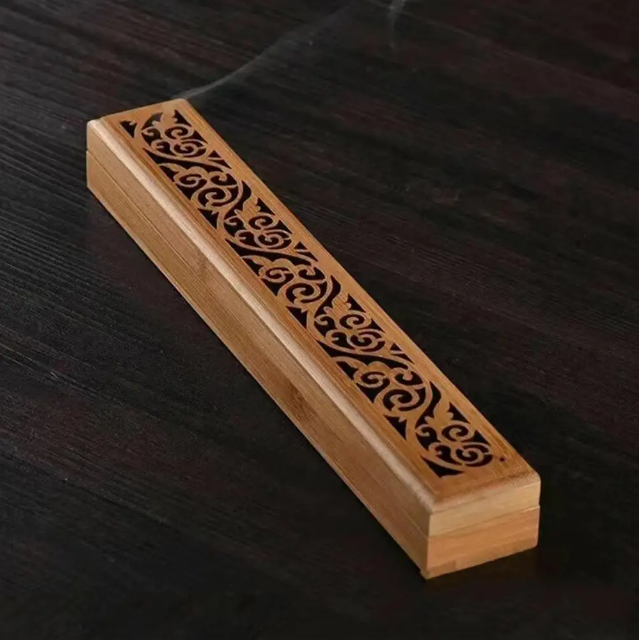 Natural Bamboo Incense Holder – Japanese-Style Ash Catcher for Stick Incense