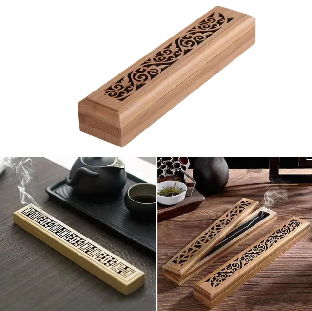 Natural Bamboo Incense Holder – Japanese-Style Ash Catcher for Stick Incense