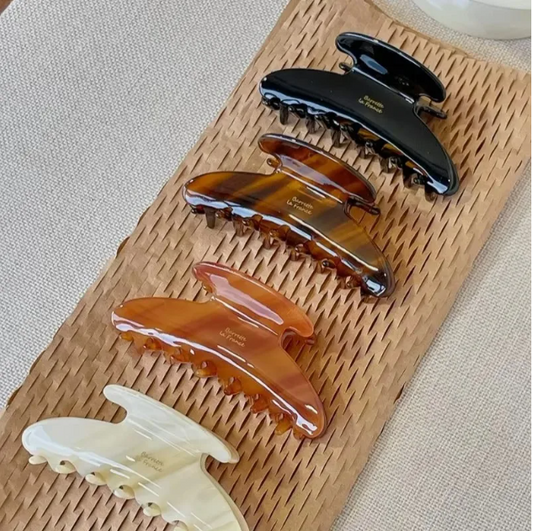 Retro Korean Acetate Hair Claw – Large Shark Clip for Women & Girls