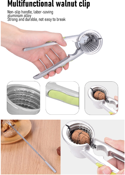 Multifunctional Walnut Cracker with Nut Needle – Durable Nut Opener Plier for Home & Kitchen