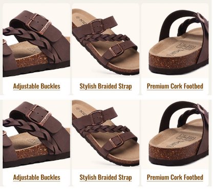 Crestar Women’s Arch Support Sandals – Slip-On Buckle Slide Fashion for Summer