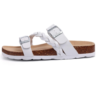 Crestar Women’s Arch Support Sandals – Slip-On Buckle Slide Fashion for Summer