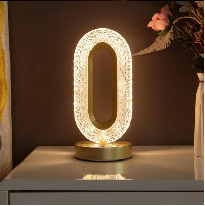 3‑Color Dimmable Rechargeable LED Crystal Table Lamp – Portable Wireless Night & Bar Light