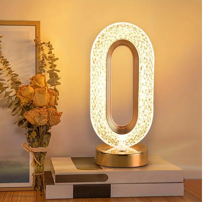 3‑Color Dimmable Rechargeable LED Crystal Table Lamp – Portable Wireless Night & Bar Light