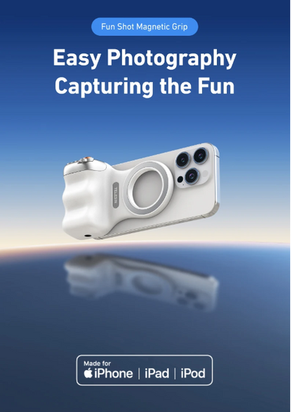 Fun Shot Magnetic Grip – Ergonomic Phone Camera Grip with Detachable Remote, Expandable Functionality for iPhone & Android