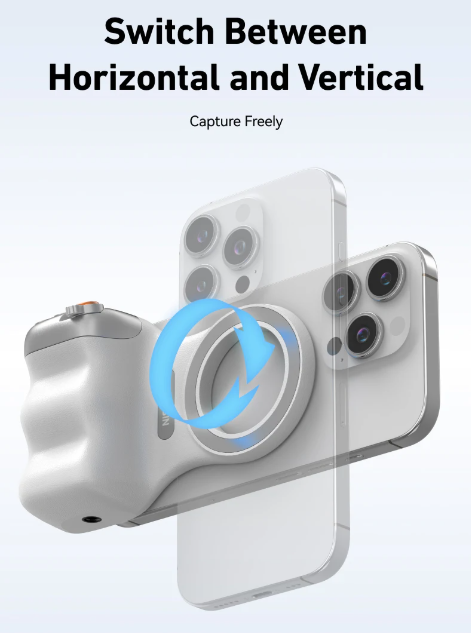 Fun Shot Magnetic Grip – Ergonomic Phone Camera Grip with Detachable Remote, Expandable Functionality for iPhone & Android