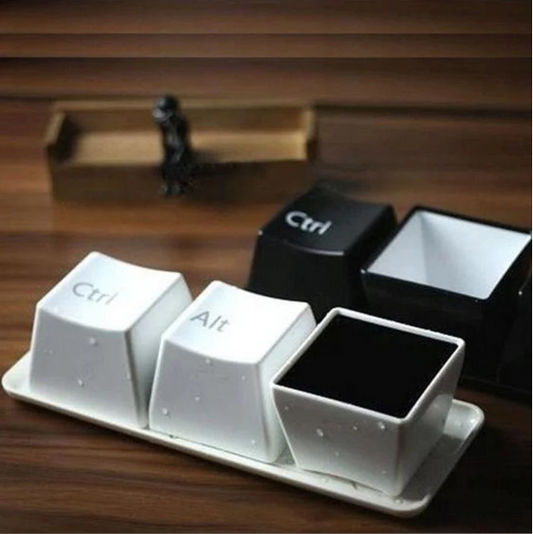 3-Piece Keyboard Key Mug Set – Ctrl, Alt, Del Coffee Cups in Black for Office & Gift Ideas