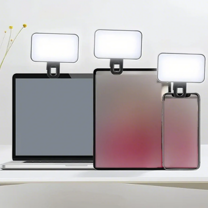 Pocket Clip-On LED Selfie Light – Rechargeable, 3 Light Modes, 10 Brightness Levels for iPhone, iPad, Mobile, Laptop